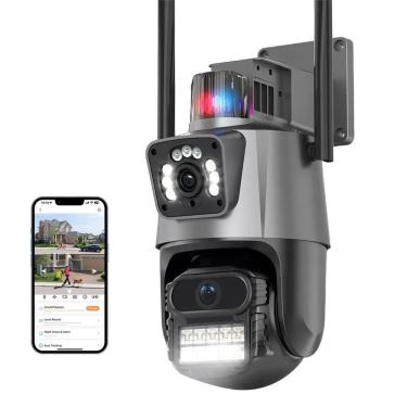 Imagem de Camera de Segurança Duas Lentes App Celular Wifi Inteligente Som Alarme Sirene Sensor Movimento Microfone Visao Noturna