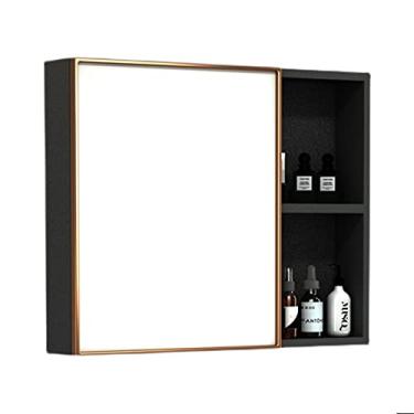 Imagem de Gabinete com espelho armário de parede pendurado armário de armazenamento com armazenamento de prateleiras adequado para banheiro banheiro banheiro estilo simples (tamanho: 75 cm/29,5 polegadas)