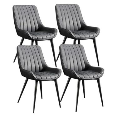 Imagem de Cadeira de jantar, cadeiras de jantar, cadeiras de jantar, cozinha, conjunto de 4 cadeiras laterais modernas para sala de estar com capa de couro PU macio, assento almofadado e pernas de metal