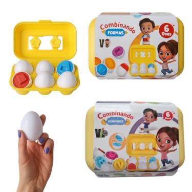 Imagem de Brinquedo Educativo Infantil Montessori Encaixe de Ovos – Kit Formas e Números Coloridos para Aprendizagem e Coordenação (KIT 12 Formas Geométricas)
