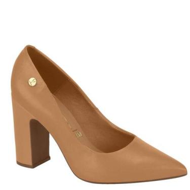 Imagem de Sapato Scarpin Feminino Vizzano Salto Grosso Alto 1285.400, Camel peli