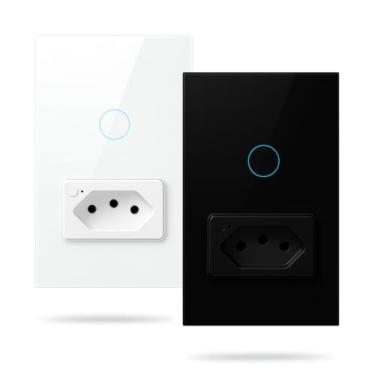 Imagem de Interruptor Smart Wi-Fi Touch 1 Botão com Tomada Bivolt 10A Compativel com IOs e Android e Assistentes Populares (Branco)
