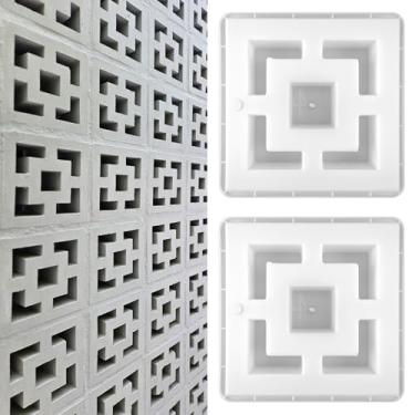 Imagem de Colingmill Pacote com 2 moldes de tijolo para brisa de concreto, 29 cm, molde de tijolo oco duplo quadrado de 29 cm, molde de bloco de cimento reutilizável, moldes de blocos decorativos de parede para