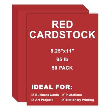 Imagem de Cartolina 8,5 x 11, 50 peças, 29,5 kg/180 g/m² de espessura, papel de impressora para artesanato, papelaria, cartões de visita, impressão de escritório (vermelho, 50 peças)
