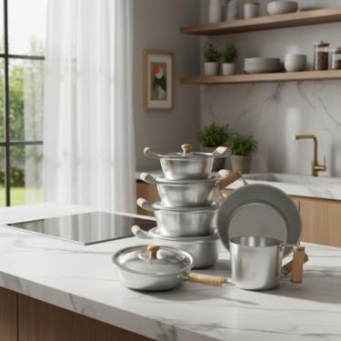 Imagem de Conjunto 5 Panelas 14 A 22 Frigideira 20 E Caneco 12