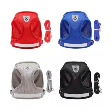 Imagem de Coleira Peitoral com Guia para Cães e Gatos, Ajustável e Respirável – Modelo Colete (Aleatório, S-(1.5-2.5kg))