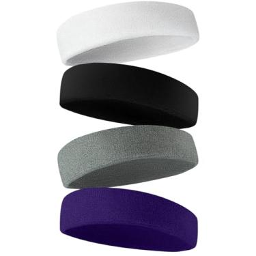 Imagem de Bandanas esportivas masculinas e femininas, pacote com 4 toalhas, tecido de transferência de umidade, bandanas esportivas para tênis, basquete, corrida, academia e exercícios físicos