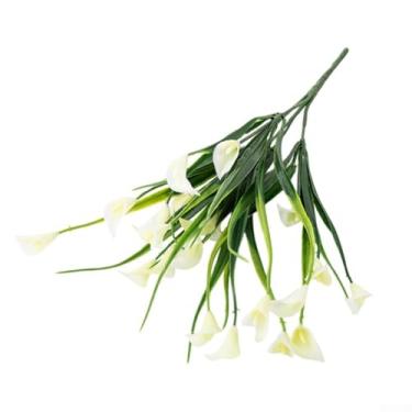Imagem de Flor artificial simulação de planta verde lírio Calla flor de plástico de cinco pontas flor artificial branca plantas falsas dentro de casa, decoração de Natal