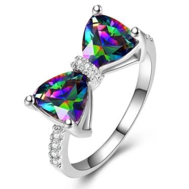 Imagem de Anéis de noivado de zircônia cúbica banhados a ouro branco, festas de casamento, presentes de dia dos namorados, alianças de eternidade para mulheres, 9, Cobre, Sem pedra preciosa