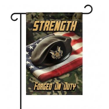 Imagem de FLAGMEUP8386 Bandeira de jardim das forças especiais do exército dos EUA boina verde dupla face poliéster à prova de intempéries patriótico 30 x 45 cm decoração de quintal