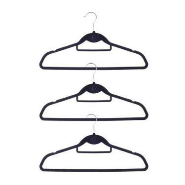 Imagem de Conjunto 3 Cabides com Revestimento em Veludo Preto e Gancho Frontal 4