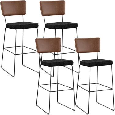 Imagem de Kit 04 Banqueta Alta Cozinha Allana L02 Marrom Linho Chumbo