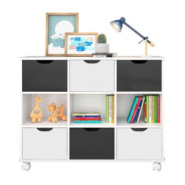 Imagem de Nicho Organizador C/ 6 Gavetas Q01 Branco/Preto E Branco