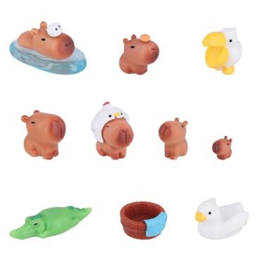 Imagem de 10 peças de mini capivara de resina, figuras de capivara em miniatura, figuras minúsculas, acessórios de jardim em miniatura, ornamentos de animais de resina para bonsai, paisagem, casa de boneca