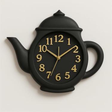 Imagem de Relógio de Parede em Forma de Bule 25cm Decorativo Cozinha Sala com Mecanismo de Quartzo Silencioso(Vermelho)