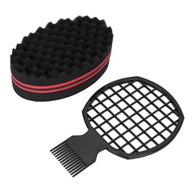 Imagem de ZJchao Esponjas para Cachos Masculinos Negros, Conjunto de Esponja de Pente de Torção de de Curvatura para Salão de Casa Profissional Portátil Ferramenta de Estilo de Pente de Afro