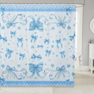 Imagem de Feelyou Cortinas de chuveiro com laço princesa sonhadora, cortina de banheiro para crianças, mulheres, homens, acessórios de banheiro com laço fofo, tecido de poliéster à prova d'água para barracas de