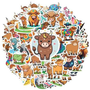 Imagem de 70 peças de vaca natureza animais de fazenda desenhos animados adesivos de papelaria adesivos vibrantes para telefone faça você mesmo, guitarra, notebook, mala, copo, laptop, motocicleta, bagagem
