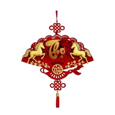 Imagem de UGPLM Decoração de parede para o Ano Vietnamita, enfeite com estampa de cavalo, placa decorativa para entrada com borla para quarto ou porta de, Style C