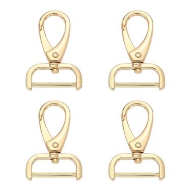 Imagem de HARFINGTON 4 peças de gancho destacável fecho giratório 1" (25 mm) liga de zinco fecho de garra de lagosta para chaveiro, bolsa de cordão, alça de bolsa DIY, ouro claro