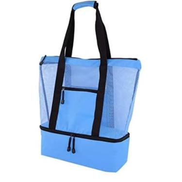 Imagem de Bolsa de Praia Grande 2 em 1 com Compartimento Térmico – Leve, Resistente à Água, Ideal para Piscina, Viagens, Piqueniques e Passeios ao Ar Livre| Azul