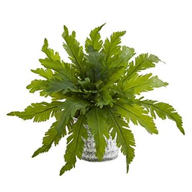 Imagem de Nearly Natural Mini planta artificial de seda de 28 cm Samambaia vintage para pendurar plantas de seda, verde