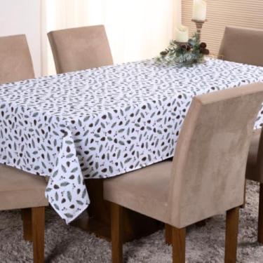 Imagem de Toalha de Mesa Natalina Digital, Oxford 100% Poliéster, Branca com Estampa Digital, tamanhos: 4, 6 ou 8 lugares (Estampa 1, 8 Lugares)