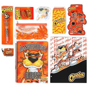 Imagem de Conjunto de diário Cheetos, bonito conjunto de papelaria para meninas e meninos com adesivos, espirais, caderno, pasta, chaveiro, caneta, borracha e estojo, kit de papelaria e diário DIY para