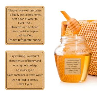 Imagem de 200 etiquetas retrô de aviso de mel 5 cm adesivos de cristalização de mel puro para frascos, garrafas de mel (2 estilos)