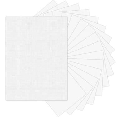 Imagem de Swanaryo Cartolina texturizada de linho branco, 120 folhas, capa de 36 kg, 21 x 28 cm para impressoras, convites, artes e artesanato, scrapbook, projetos DIY