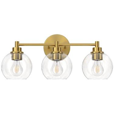Imagem de Luminária de banheiro VONLUCE 3-Light Gold Glass Shades