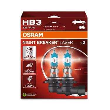 Imagem de Par Lâmpada Farol Osram Night breaker Laser HB3 60W 3200k