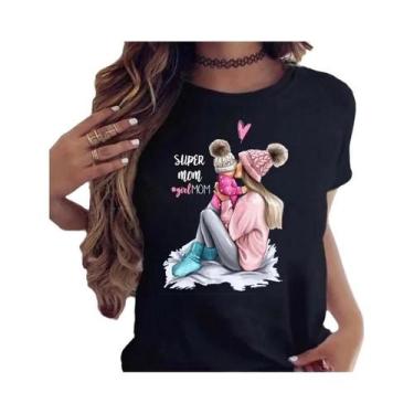Imagem de Camiseta Feminina Casual com Estampa de Desenho Animado - Para Mamães,