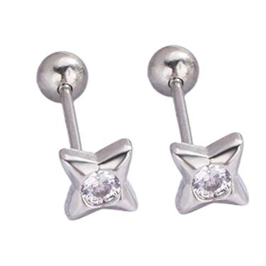 Imagem de Niaspi Brincos de cartilagem de estrelas minúsculas para mulheres, strass, quatro pontas, hélice, concha, tragus, piercing nas costas, joias delicadas para orelha