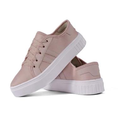 Imagem de Tênis Feminino Casual Cano Baixo Sapato Sapatênis De Amarrar Confortáv