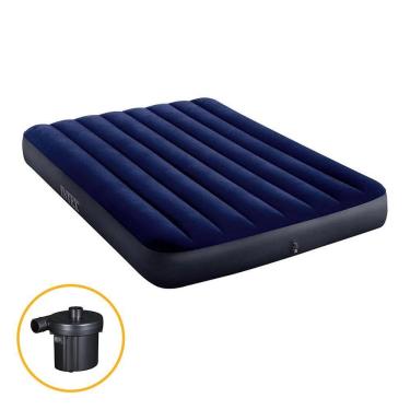 Imagem de Colchão Inflável Casal Dura Beam Downy + Bomba Elétrica 220v Intex
