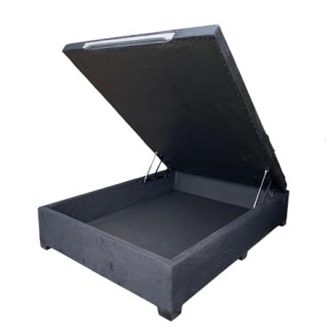Imagem de Cama Box Baú Casal Suede Luxo - Suíte Imperial - Acabamento Reforçado, Amplo Espaço (188x138x44cm, Suede Preto)
