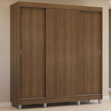 Imagem de Guarda-roupa Casal com Pés 3 Portas de Correr Rustic Reno Madesa