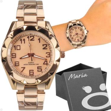 Imagem de Relogio Aço Banhado Feminino Prova Dagua Premium + Caixa Moda Social Casual Original Presente