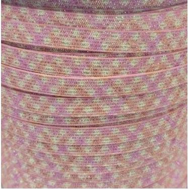 Imagem de 10 metros Elástico Lurex Especial 7mm Xadrez Rosa 3698 010 encadernaçã