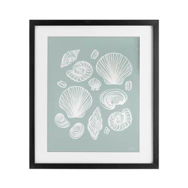 Imagem de Stupell Industries Impressão emoldurada preta de espuma do mar conchas do mar jogadas sob vidro, design por House Fenway, 40 x 33