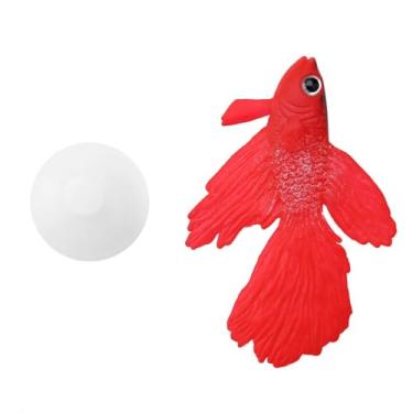 Imagem de Chiffonade Peixe pequeno de silicone artificial, decoração divertida, flutuante betta, peixes artificiais falsos para decoração de aquário (peixe betta vermelho)
