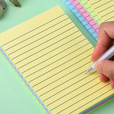 Imagem de 100 folhas pautadas com notas adesivas, cartões coloridos em cartões pautados para estudar, cartões multicoloridos forrados a granel, 7,6 x 2 cartões de índice para escola, casa, escritório (15,2 x 10