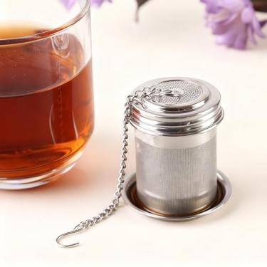 Imagem de Conjunto de infusor de bola de chá de aço inoxidável com 2 coadores de chá de malha fina com gancho de corrente para folhas soltas, especiarias e ervas
