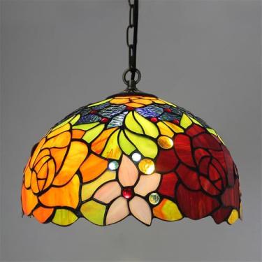 Imagem de Luminária pendente de luxo contemporânea para restaurante, com LED, estilo americano criativo, para sala de estar, quarto, hotel, villa, corredor, café, bar, escada, lustre de vidro colorido