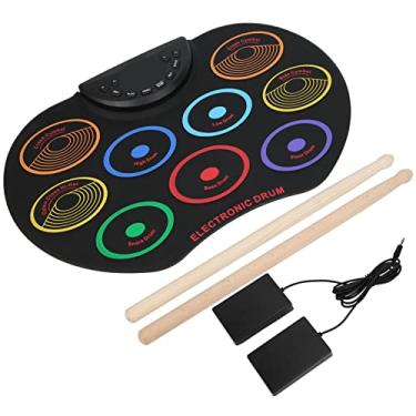 Imagem de RiToEasysports Instrumento de Percussão Portátil Com Almofada de Bateria Eletrônica Compacta para Iniciantes - Kit Colorido Com Vários Sons de Bateria e Opções de Energia Dupla (#1)