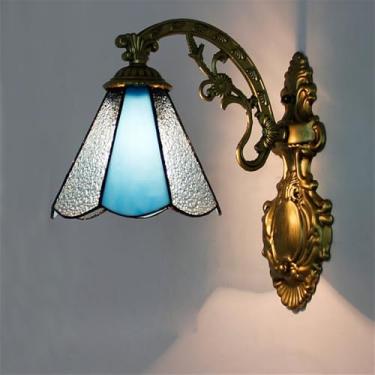 Imagem de Luminária de parede retrô americana com LED, estilo europeu de luxo, para sala de estar, restaurante, quarto, escritório, casa de campo, hotel, café, bar, corredor, escada, em vidro colorido
