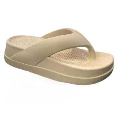 Imagem de Chinelo Puff Plataforma Microexpandido | Antiderrapante e Confortável | Cores Modernas | Dia a Dia Feminino(Bege,35)