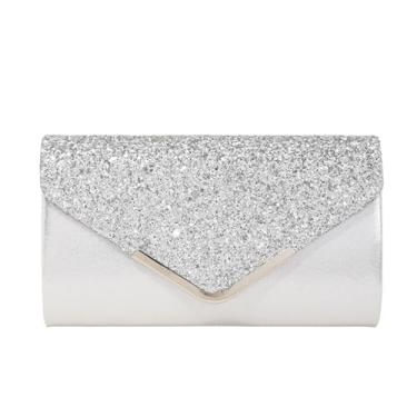Imagem de SANOVIO Bolsa clutch Sparkle para mulheres | Bolsa noturna brilhante conversível 3 em 1 e bolsa de festa | Presente de casamento, Prata - 3