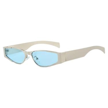 Imagem de Óculos de sol vintage com armação pequena estilo olho de gato, feminino e masculino, óculos de sol de grife luxuosos, punk, populares, para áreas externas, com armação de metal e proteção UV